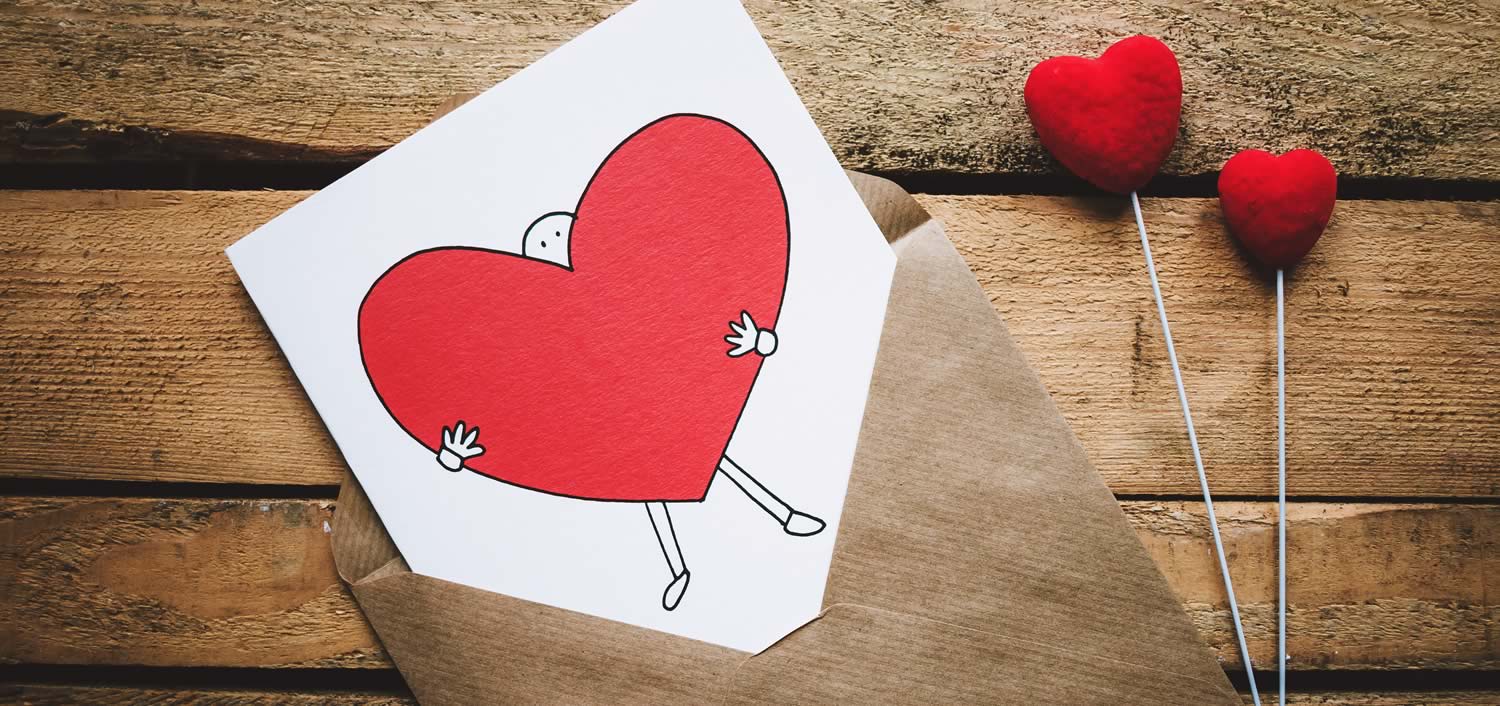 Greeting card with large heart.